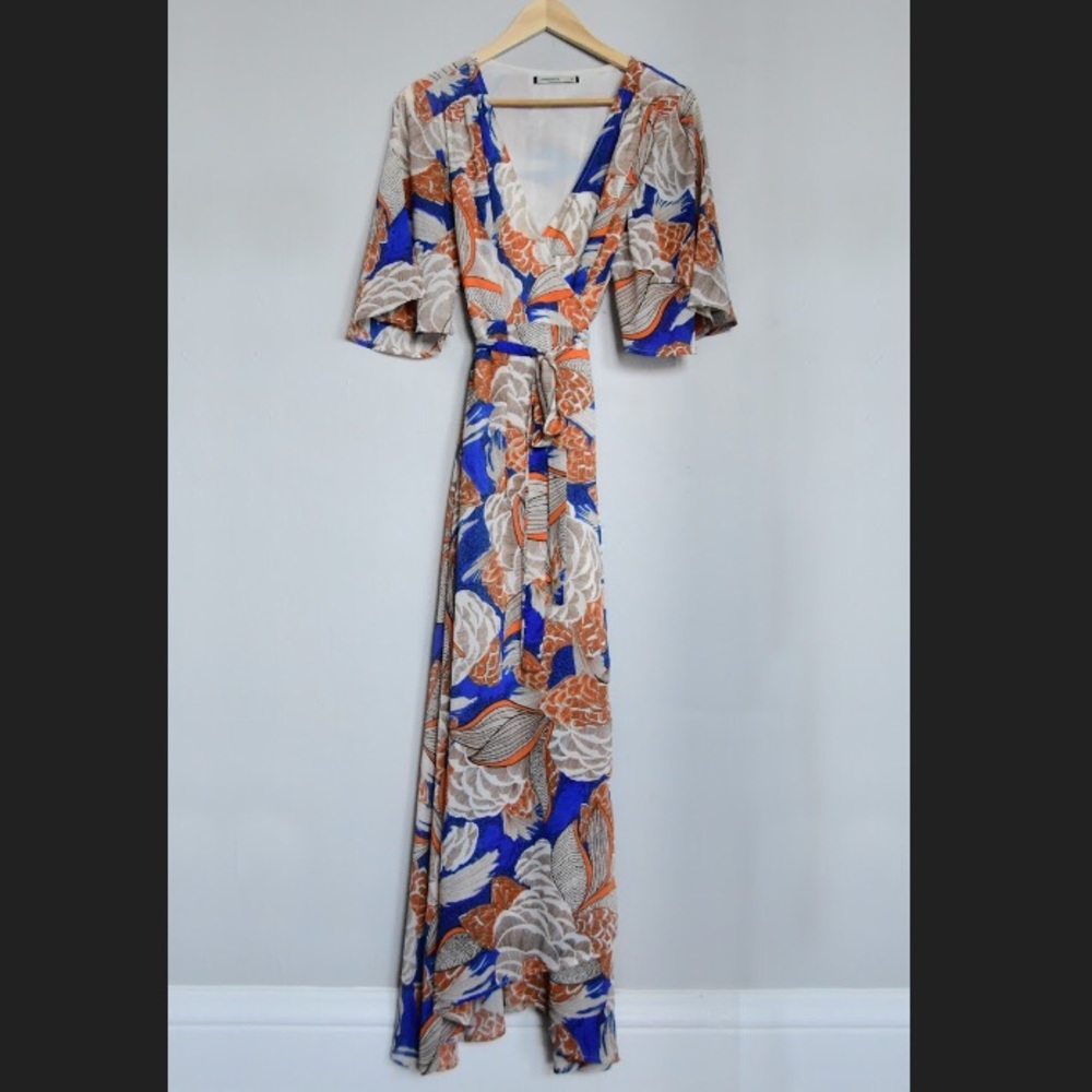Catch Stitch Floral Wrap Maxi